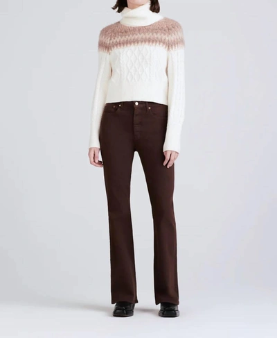 Shop Derek Lam 10 Crosby Marcella Cable Knit And Fair Isle Turtleneck Sweater In Ivory In Multi