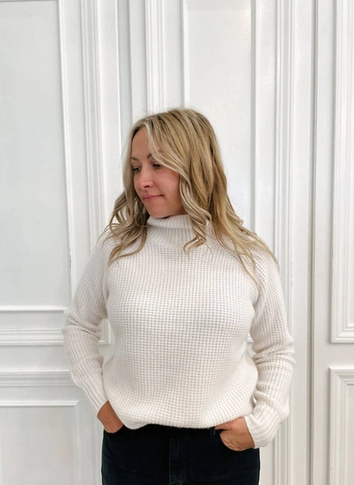 White + Warren Cashmere Waffle Turtleneck Sweater In Soft White In White