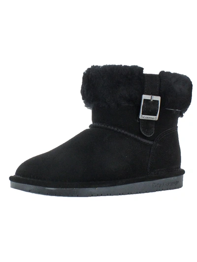 Shop Bearpaw Abby Womens Suede Sheepskin Lined Ankle Boots In Black