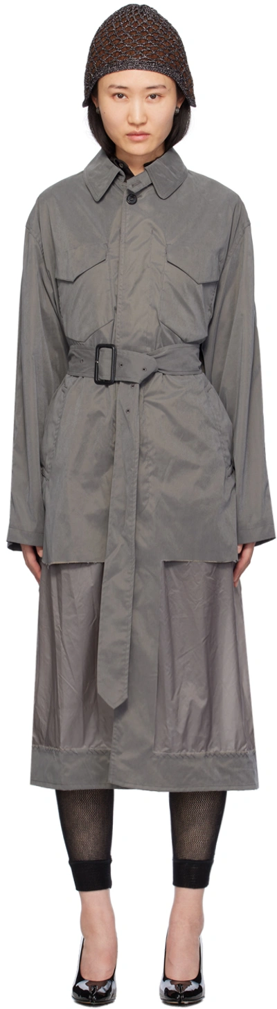 Shop Maison Margiela Gray Décortiqué Reversible Trench Coat In 962 Dark Grey