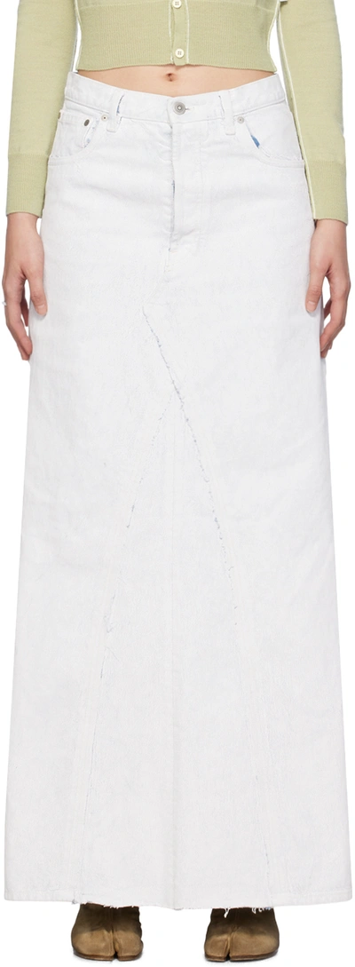 Shop Maison Margiela White Painted Denim Maxi Skirt In 967 White Paint
