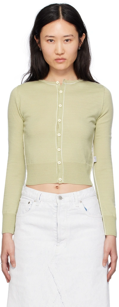 Shop Mm6 Maison Margiela Green Lightweight Cardigan In 688 Pale Green