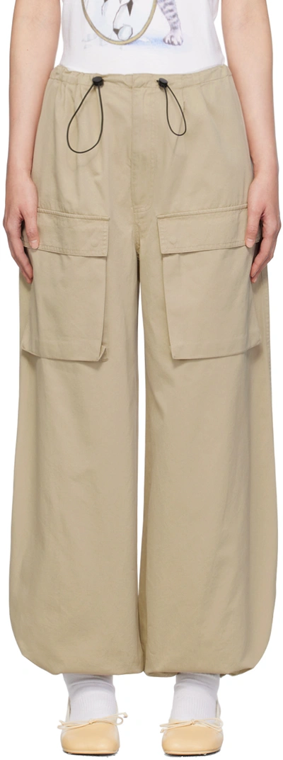 Mm6 Maison Margiela Utility Cargo Pants Drawstring Waist In 113 Beige