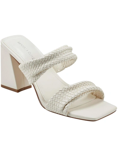 Shop Marc Fisher Eloria Womens Faux Leather Square Toe Block Heel In White