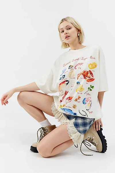 Shop Bdg Seafood Guide T-shirt Dress In Ivory, Women's At Urban Outfitters