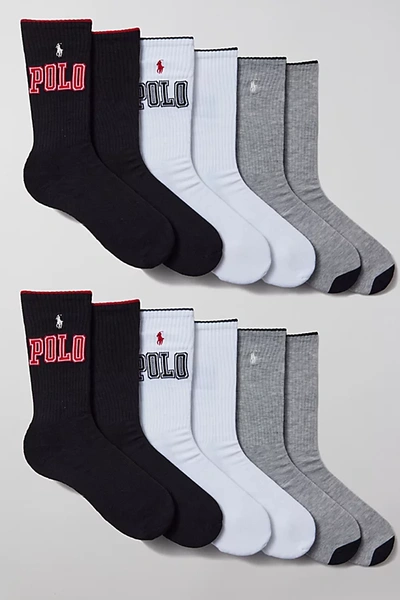 Shop Polo Ralph Lauren Varsity Logo Crew Sock 6-pack, Men's At Urban Outfitters In Multicolor