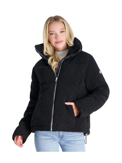 Shop Jessica Simpson Womens Sherpa Quilted Puffer Jacket In Black