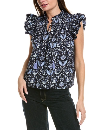 Sail To Sable Flutter Sleeve Top In Blue