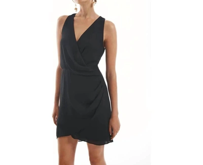 Shop Krisa Draped Surplice Wrap Dress In Black