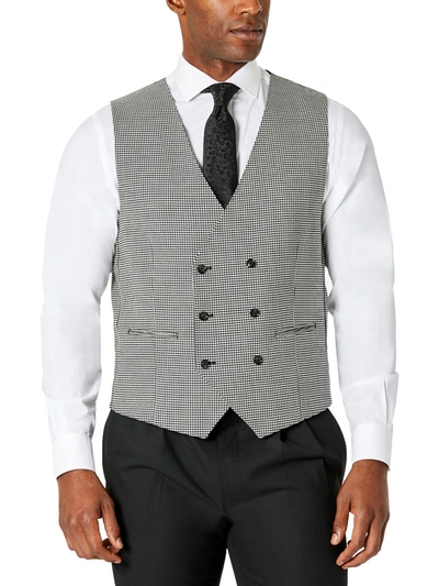 Shop Tayion By Montee Holland Mens Double Breasted Houndstooth Suit Vest In Multi