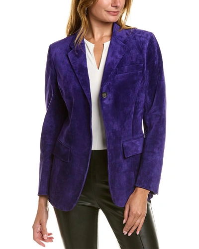 Shop Ferragamo Suede Blazer In Purple