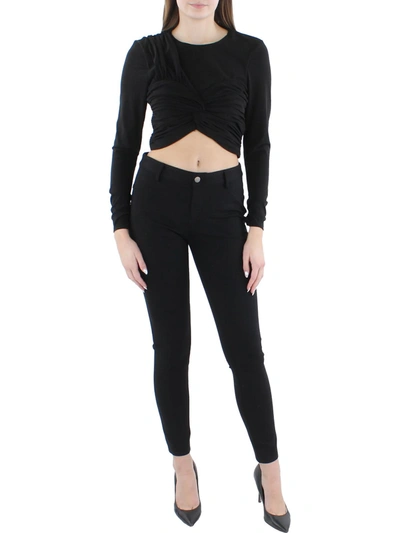 Shop Cinq À Sept Alexa Womens Ruched Cut-out Cropped In Black