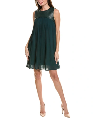 Gracia Pleated Shift Dress In Green