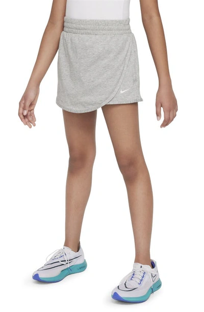 Shop Nike Kids' Dri-fit Breezy Mid Rise Skort In Dark Grey Heather/ White