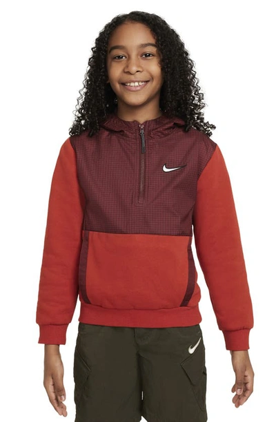 Shop Nike Kids' Outdoor Play Half Zip Hoodie In Dragon Red
