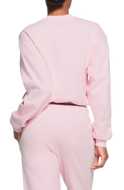 Shop Skims Cotton Blend Fleece Classic Crew Sweatshirt In Cherry Blossom