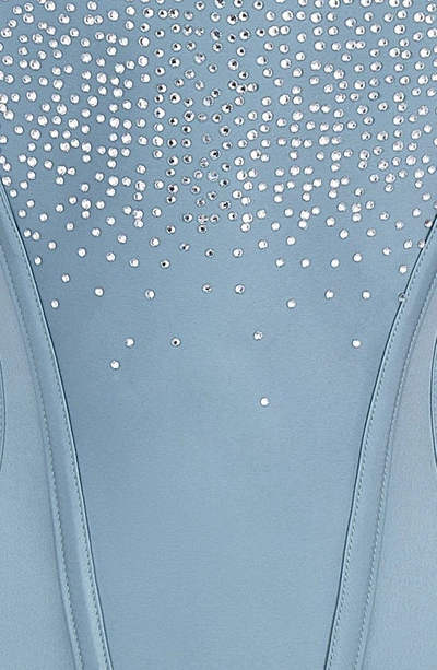 House Of Cb Nastassia Embellished Satin Corset In Cool Blue