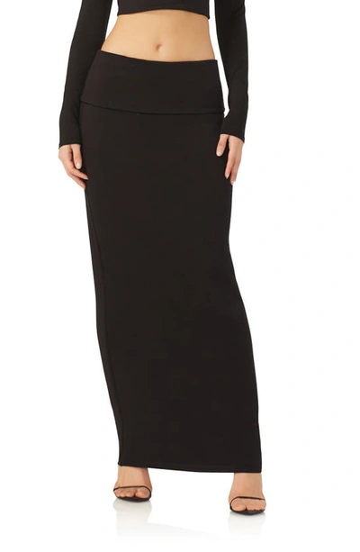 Shop Afrm Esin Foldover Jersey Maxi Skirt In Black