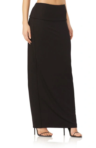 Shop Afrm Esin Foldover Jersey Maxi Skirt In Black