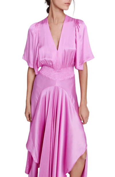 Shop Maje Rachelora Asymmetric Hem Maxi Dress In Pink