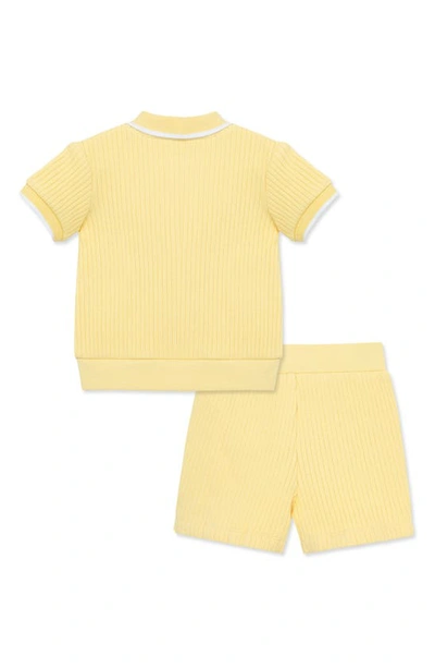 Shop Little Me Rib Polo & Shorts Set In Yellow