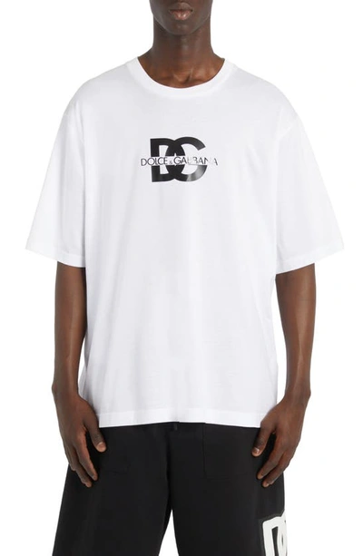 Shop Dolce & Gabbana Dg Logo Graphic T-shirt In W0800 Bianco Ottico