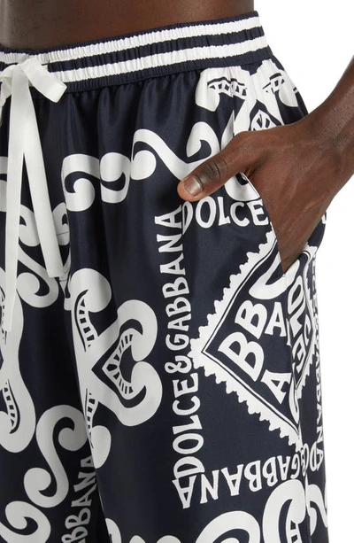 Dolce & Gabbana Dolce&gabbana Silk Bermuda With Navy Print In Blue