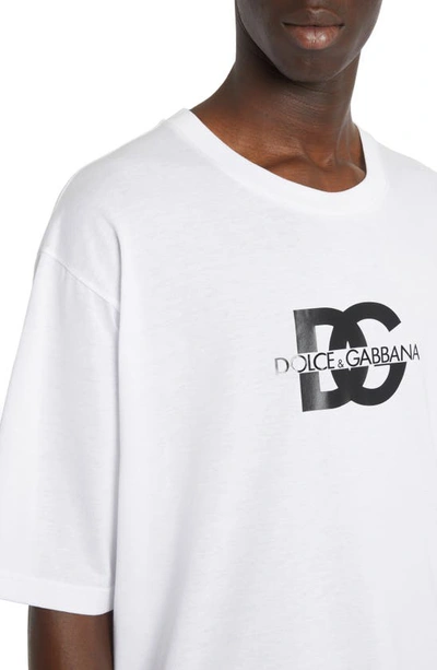 Shop Dolce & Gabbana Dg Logo Graphic T-shirt In W0800 Bianco Ottico