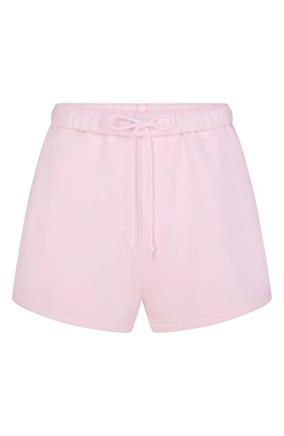 Shop Skims Cotton Blend Fleece Classic Shorts In Cherry Blossom