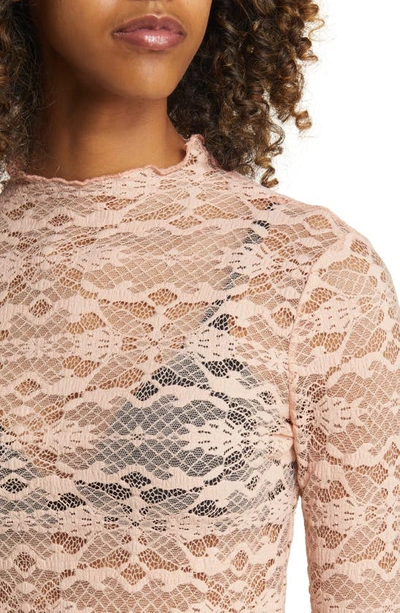 Shop Bp. Mock Neck Lace Top In Pink Rosecloud