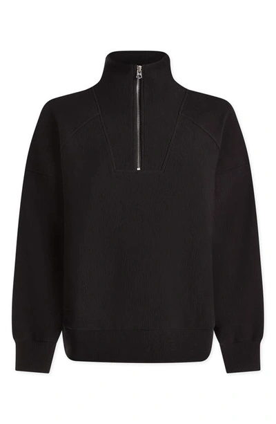 Shop Varley Rhea Rib Half Zip Sweatshirt In Black