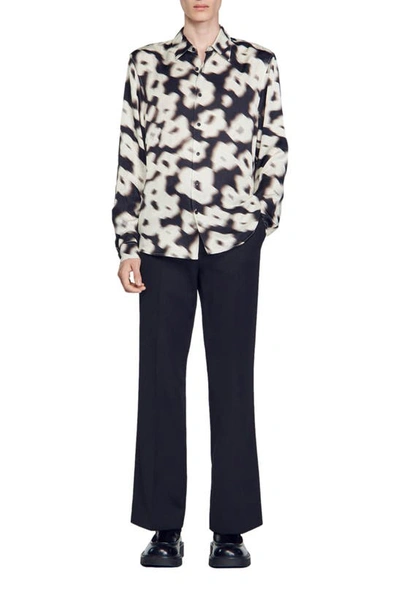 Shop Sandro Floral Relaxed Fit Button-up Shirt In Off White