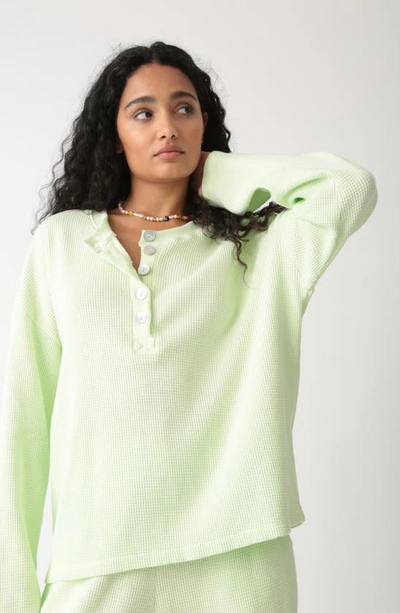 Shop Electric & Rose Kate Henley Sweatshirt In Lime
