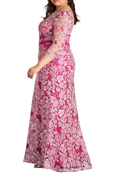 Shop Tadashi Shoji Floral Embroidered Gown In Water Lily