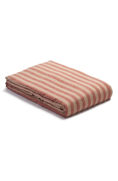 Shop Piglet In Bed Pembroke Stripe Linen Duvet Cover In Sandstone Red Pembroke Stripe