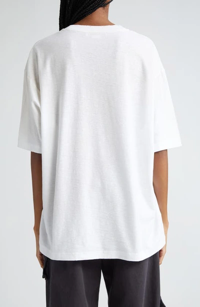 Shop Acne Studios Exford 1996 Mélange Distressed Logo Cotton & Hemp Graphic T-shirt In Dusty White