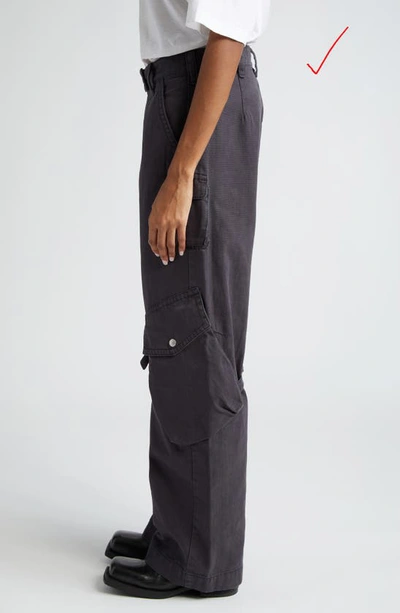 Acne Studios Washed Cotton-canvas Wide-leg Cargo Trousers In Charcoal Grey