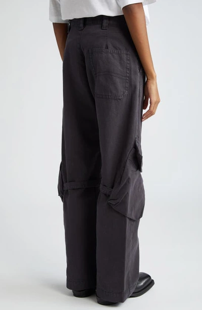 Acne Studios Washed Cotton-canvas Wide-leg Cargo Trousers In Charcoal Grey
