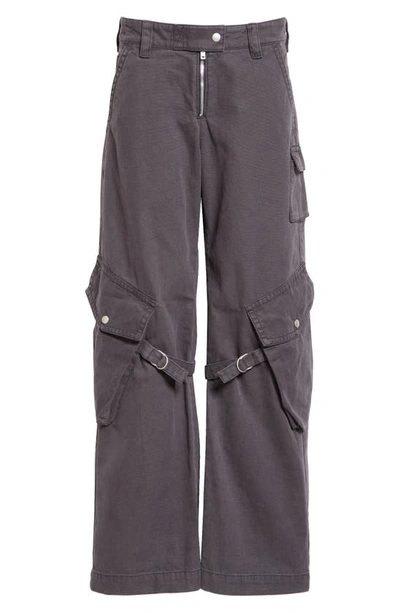 Shop Acne Studios Potinal Cotton Canvas Cargo Pants In Charcoal Grey
