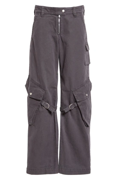 Acne Studios Washed Cotton-canvas Wide-leg Cargo Trousers In Charcoal Grey