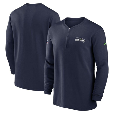 Shop Nike Navy Seattle Seahawks 2023 Sideline Performance Long Sleeve Tri-blend Quarter-zip Top