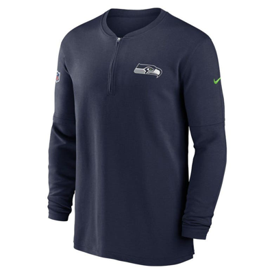 Shop Nike Navy Seattle Seahawks 2023 Sideline Performance Long Sleeve Tri-blend Quarter-zip Top