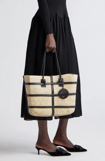 Shop Altuzarra Large Watermill East/west Straw Tote In Natural/ Black