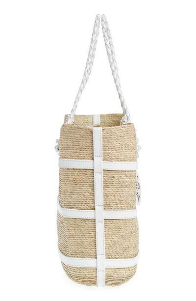 Shop Altuzarra Large Watermill East/west Straw Tote In Natural/ White