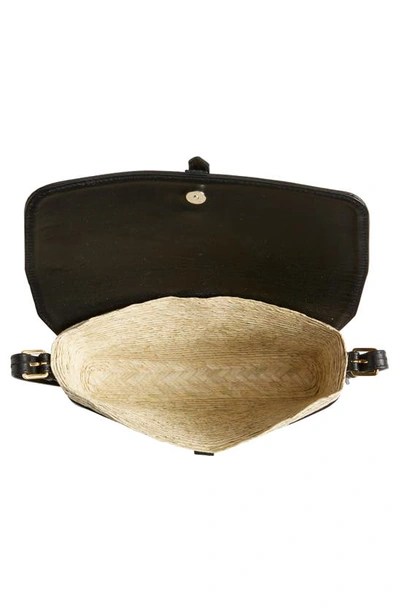 Shop Altuzarra Watermill Flap Leather & Woven Palm Shoulder Bag In Natural/ Black