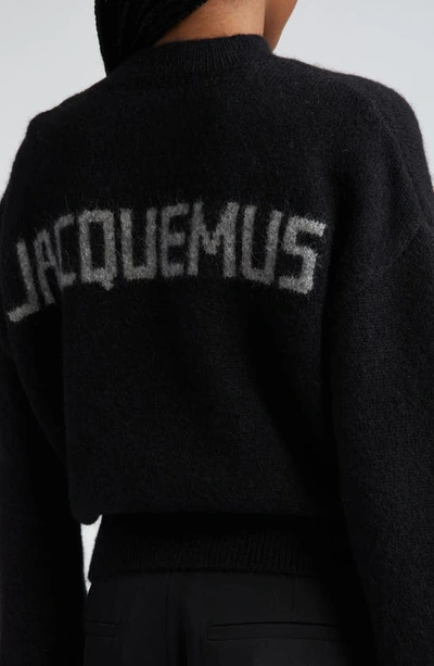 Shop Jacquemus La Maille Logo Jacquard Alpaca & Merino Wool Blend Sweater In Black