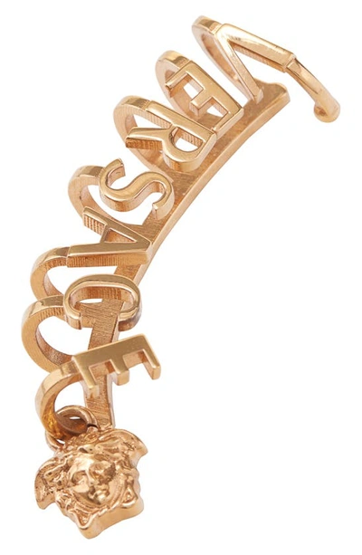 Shop Versace Medusa Charm Logo Ear Crawler In Gold
