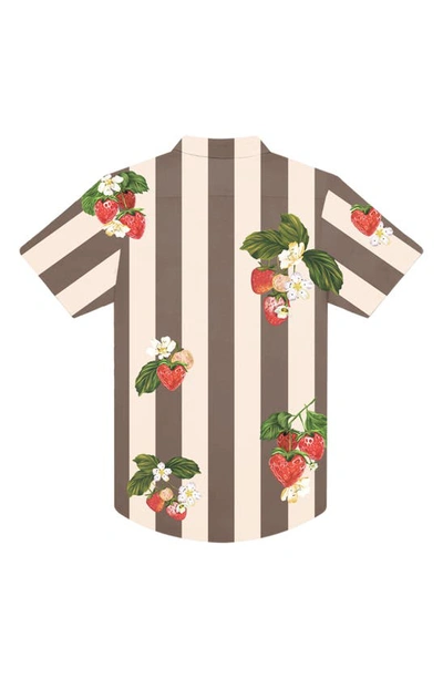 Mavrans Strawberry Love Trim Fit Short Sleeve Waterproof Performance Button-up Shirt In Red