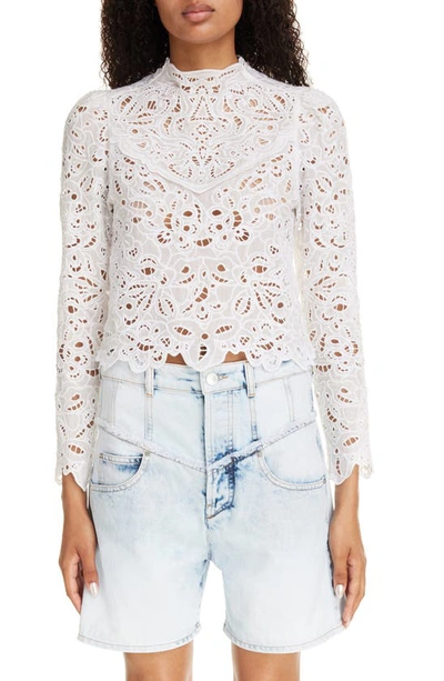 Shop Isabel Marant Delphi Broderie Anglaise Top In White
