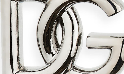 Shop Dolce & Gabbana Dg Logo Imitation Pearl Drop Earrings In Ruthenium